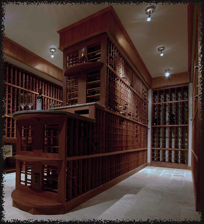 Ample aisles, with magnum storage at the end of each, are lit by surface mounted monopoint lights—a constraint of the build out.