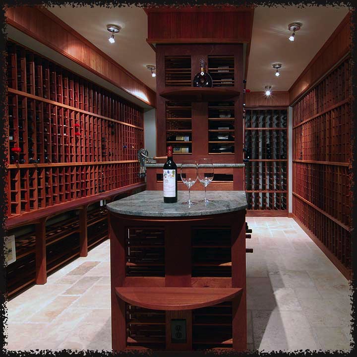 Display is integrated into an endcap workspace.  The granite top matches the kitchen work surfaces.