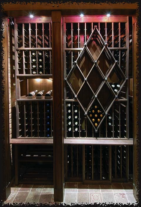 The millwork for this room underwent a two-stage finishing process to give the white oak a darkened, weathered look.