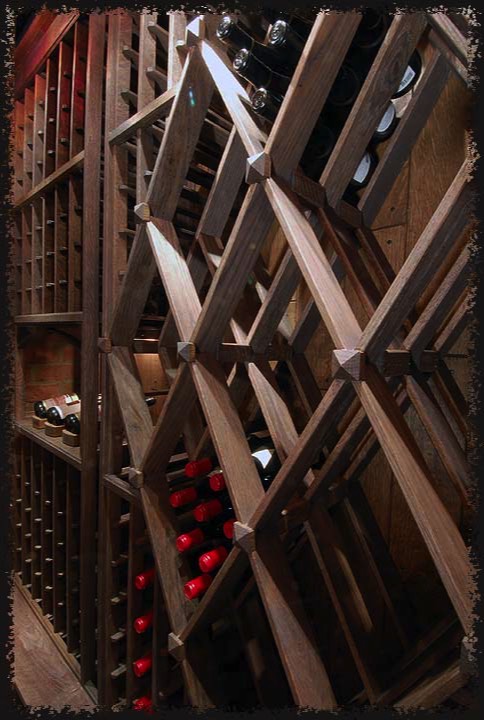 The solid wood 60 degree angle diamond racks are made to correctly stack bottles.