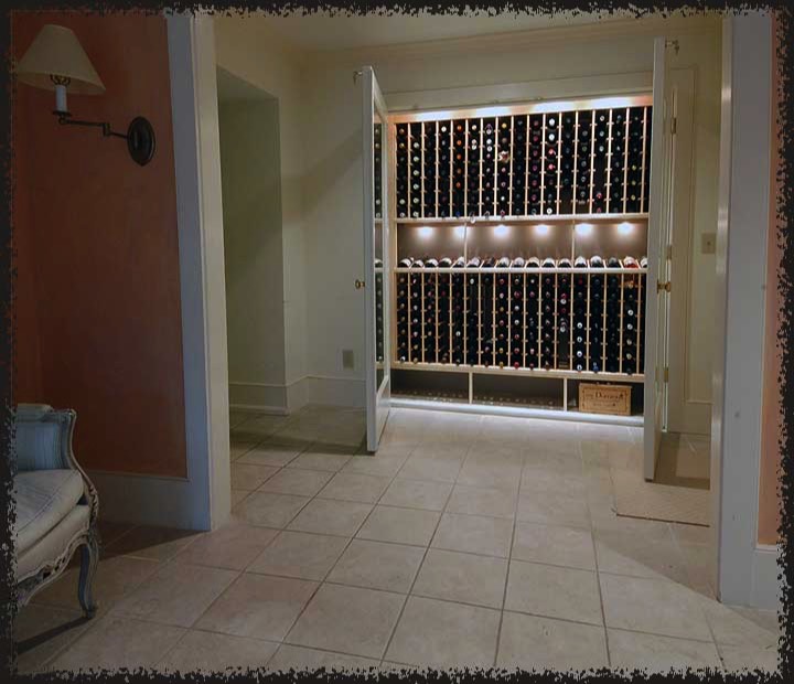 A view at the open cellar from the adjoining room.